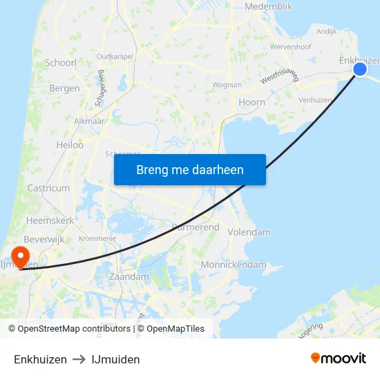 Enkhuizen to IJmuiden map