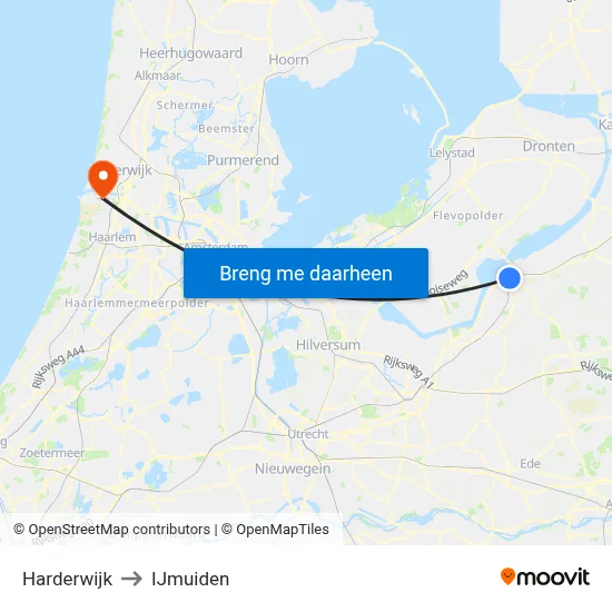 Harderwijk to IJmuiden map