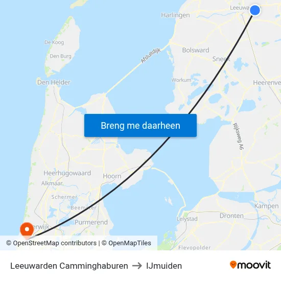 Leeuwarden Camminghaburen to IJmuiden map
