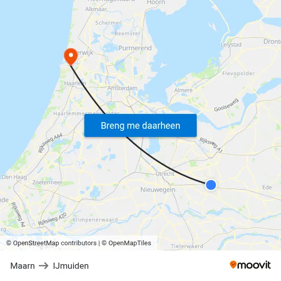 Maarn to IJmuiden map