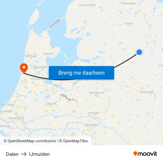 Dalen to IJmuiden map