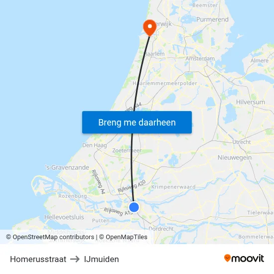 Homerusstraat to IJmuiden map