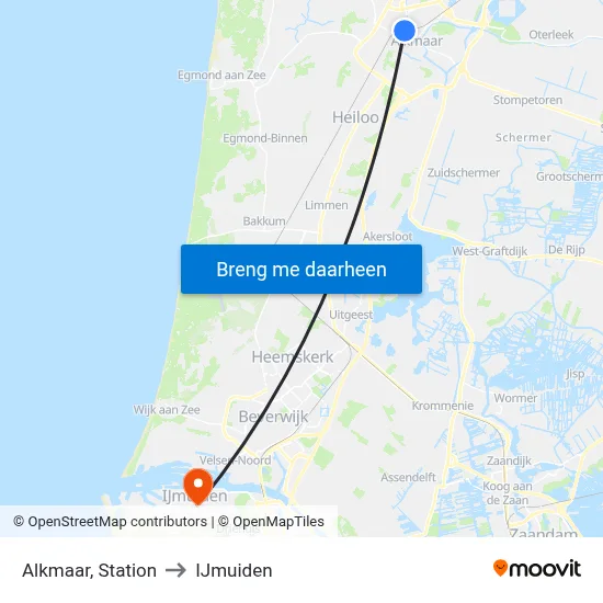 Alkmaar, Station to IJmuiden map