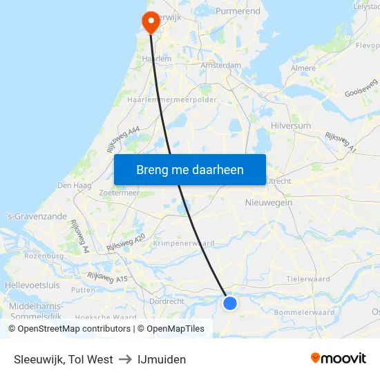 Sleeuwijk, Tol West to IJmuiden map