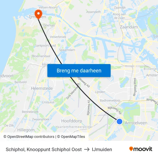 Schiphol, Knooppunt Schiphol Oost to IJmuiden map