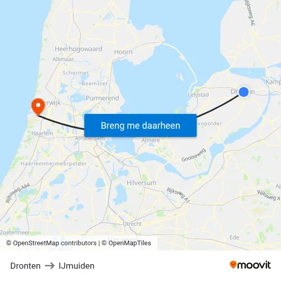Dronten to IJmuiden map
