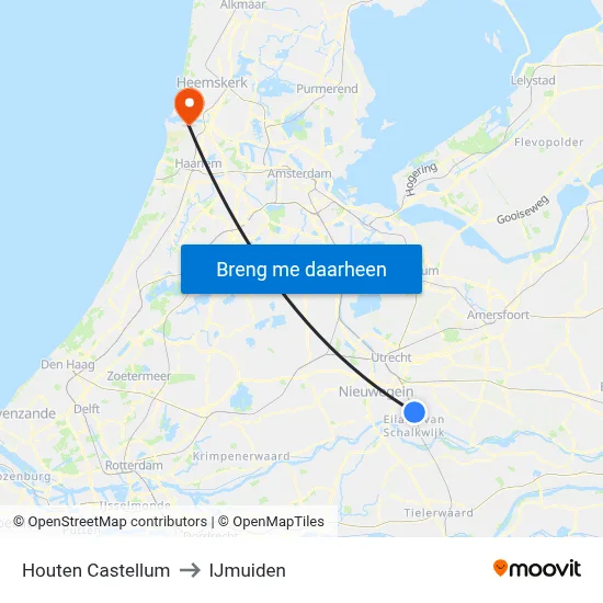 Houten Castellum to IJmuiden map