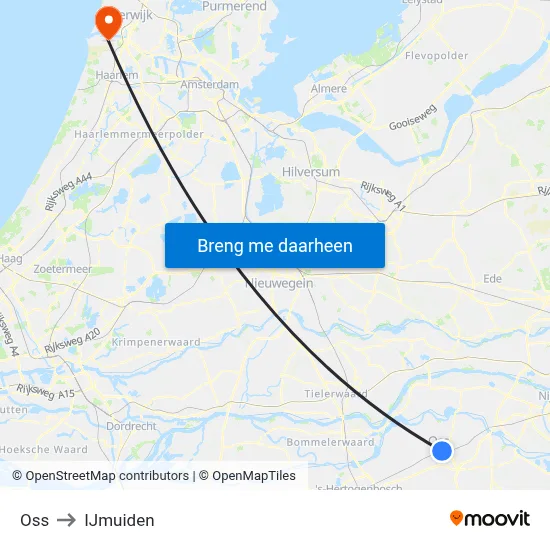 Oss to IJmuiden map