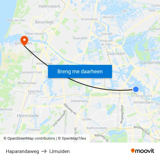 Haparandaweg to IJmuiden map
