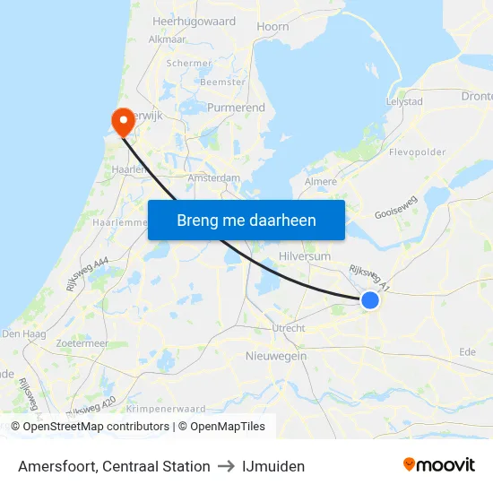 Amersfoort, Centraal Station to IJmuiden map