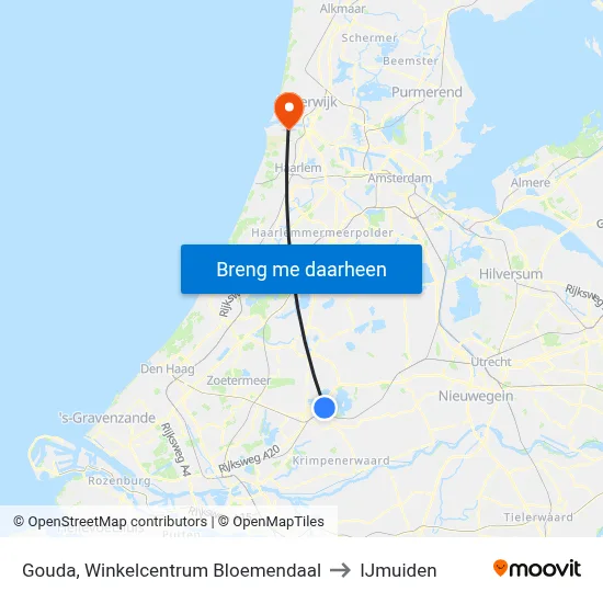 Gouda, Winkelcentrum Bloemendaal to IJmuiden map