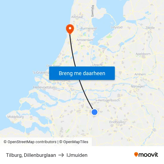 Tilburg, Dillenburglaan to IJmuiden map