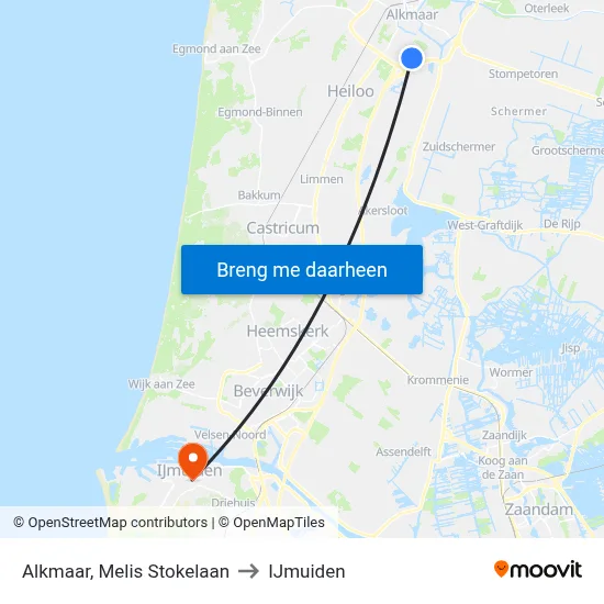 Alkmaar, Melis Stokelaan to IJmuiden map