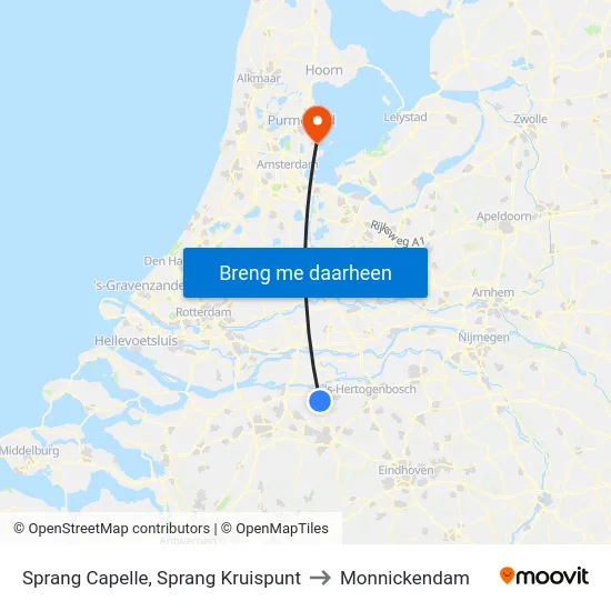 Sprang Capelle, Sprang Kruispunt to Monnickendam map