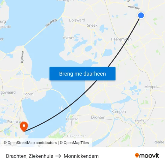 Drachten, Ziekenhuis to Monnickendam map