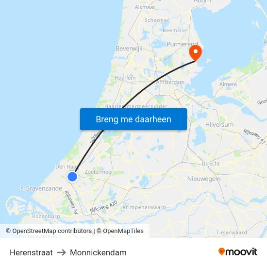 Herenstraat to Monnickendam map