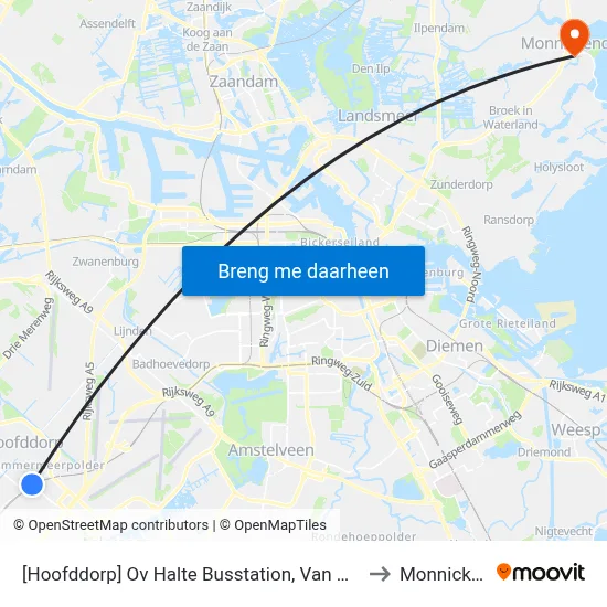 [Hoofddorp] Ov Halte Busstation, Van Heuven Goedhartlaan to Monnickendam map