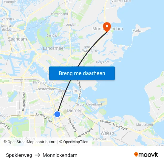 Spaklerweg to Monnickendam map