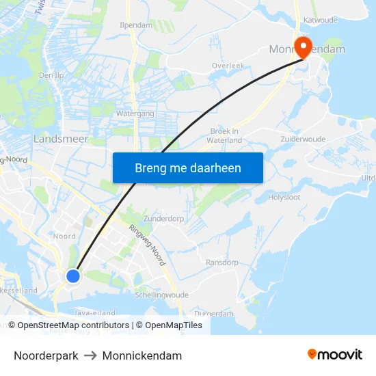 Noorderpark to Monnickendam map