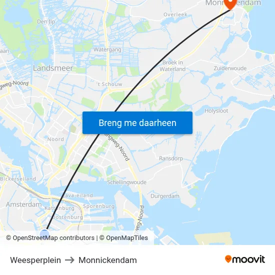Weesperplein to Monnickendam map
