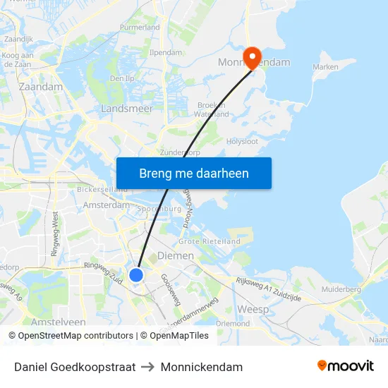 Daniel Goedkoopstraat to Monnickendam map