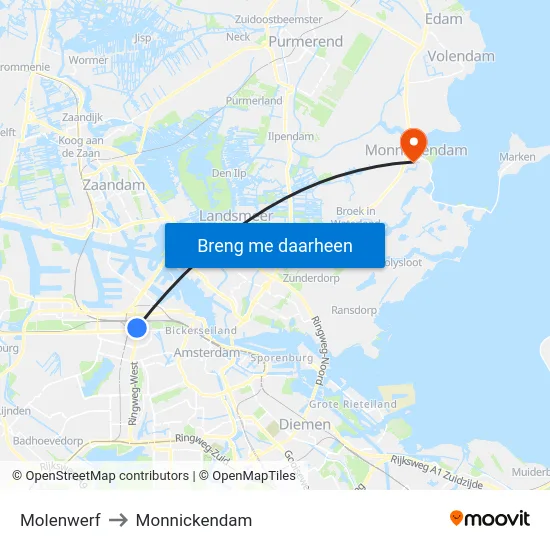 Molenwerf to Monnickendam map