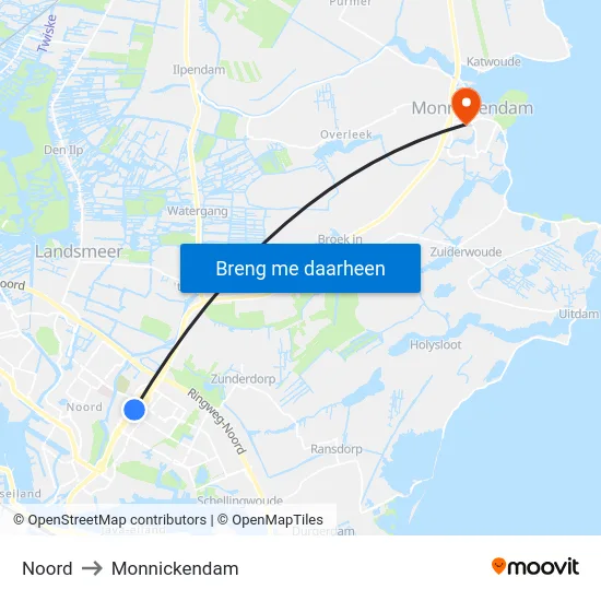 Noord to Monnickendam map