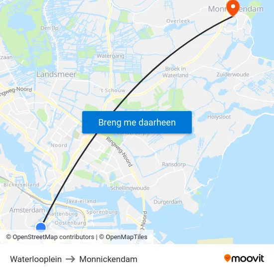 Waterlooplein to Monnickendam map