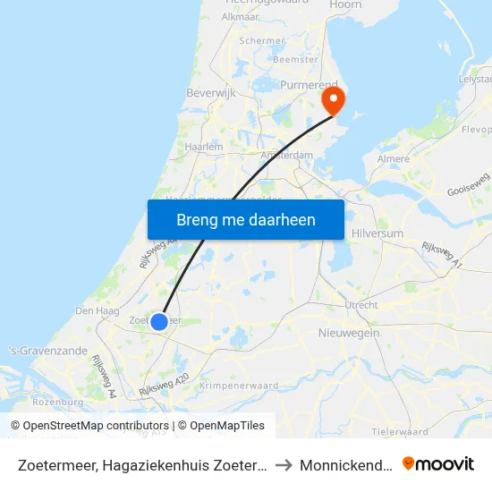 Zoetermeer, Hagaziekenhuis Zoetermeer to Monnickendam map