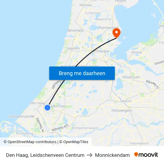 Den Haag, Leidschenveen Centrum to Monnickendam map