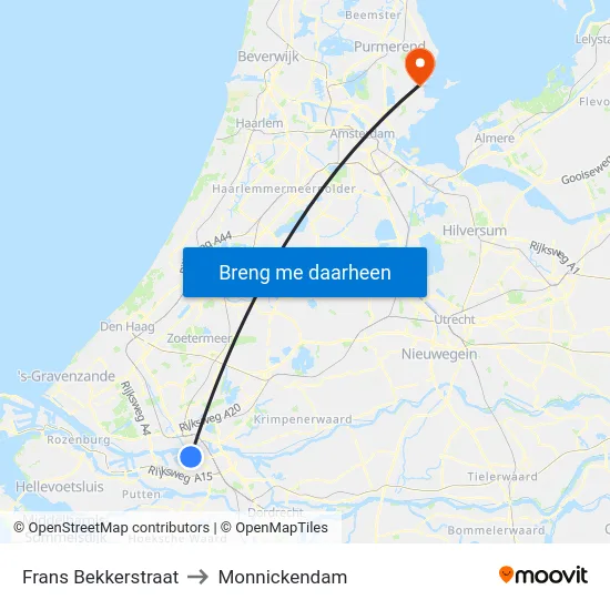 Frans Bekkerstraat to Monnickendam map