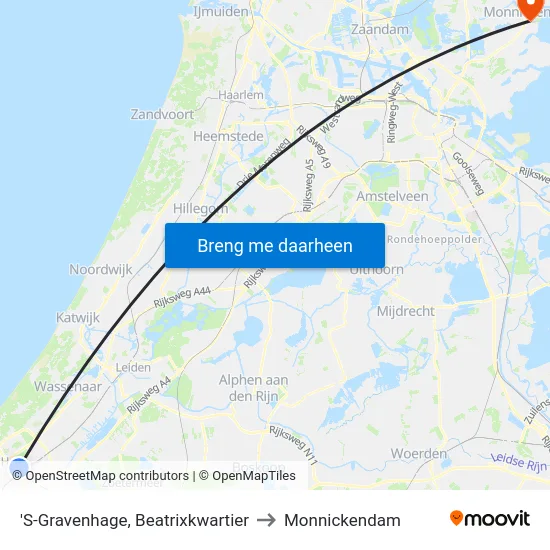 'S-Gravenhage, Beatrixkwartier to Monnickendam map