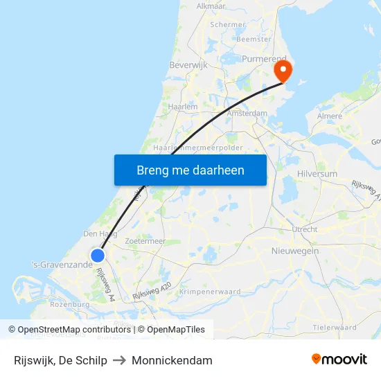 Rijswijk, De Schilp to Monnickendam map