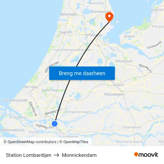 Station Lombardijen to Monnickendam map