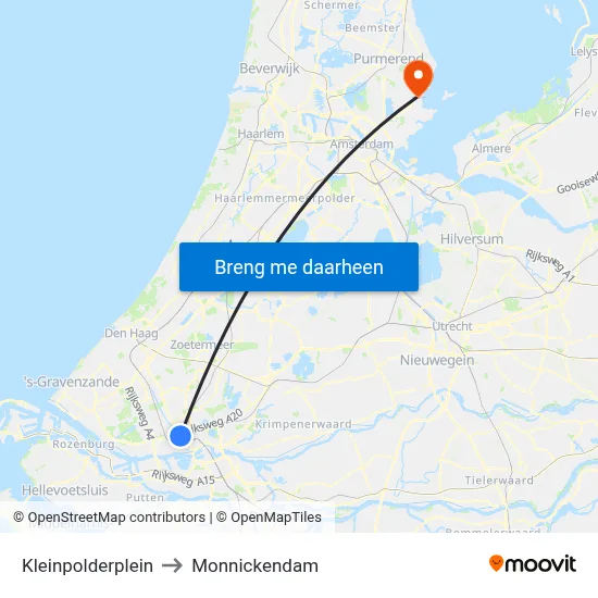 Kleinpolderplein to Monnickendam map