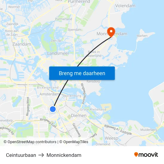 Ceintuurbaan to Monnickendam map