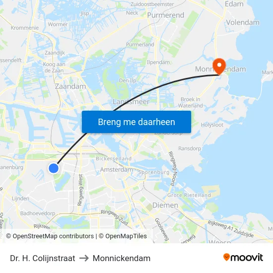 Dr. H. Colijnstraat to Monnickendam map