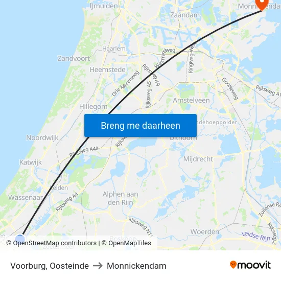 Voorburg, Oosteinde to Monnickendam map