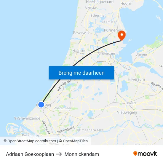 Adriaan Goekooplaan to Monnickendam map