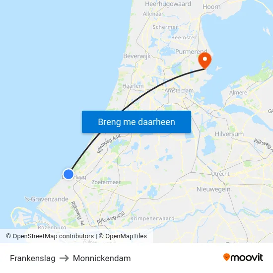 Frankenslag to Monnickendam map