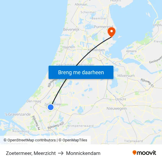 Zoetermeer, Meerzicht to Monnickendam map