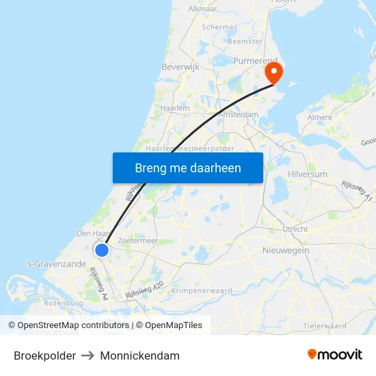 Broekpolder to Monnickendam map