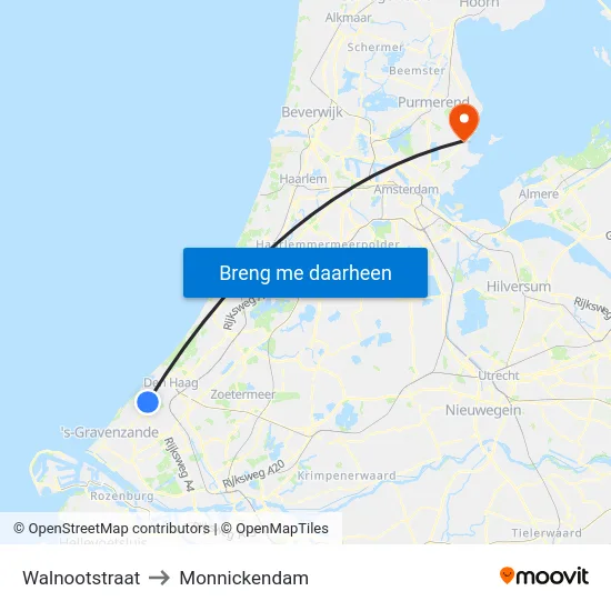 Walnootstraat to Monnickendam map