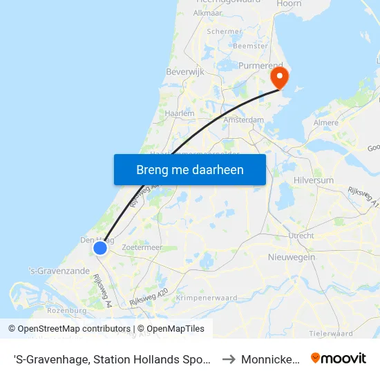 'S-Gravenhage, Station Hollands Spoor (Perron C) to Monnickendam map