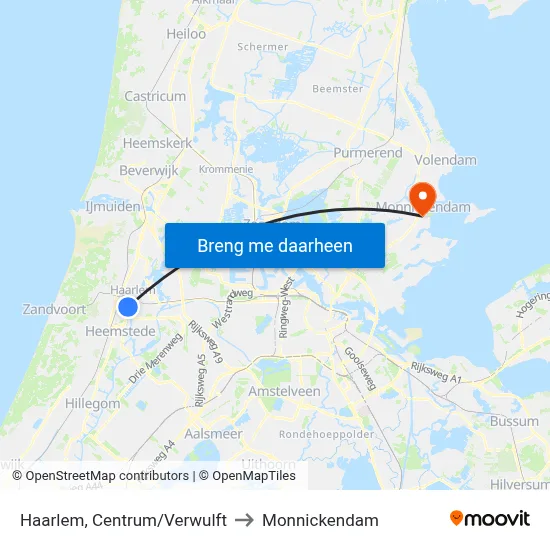 Haarlem, Centrum/Verwulft to Monnickendam map