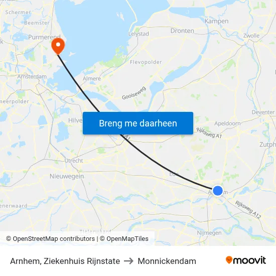 Arnhem, Ziekenhuis Rijnstate to Monnickendam map