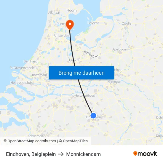 Eindhoven, Belgieplein to Monnickendam map