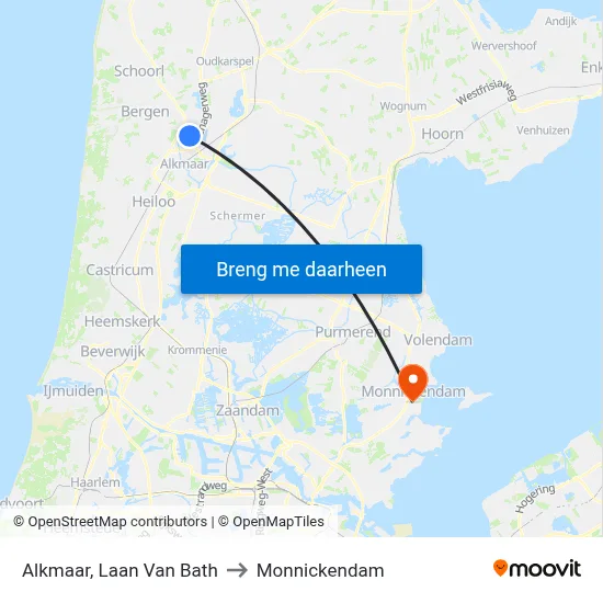 Alkmaar, Laan Van Bath to Monnickendam map