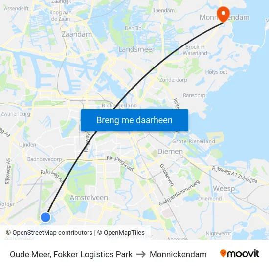 Oude Meer, Fokker Logistics Park to Monnickendam map
