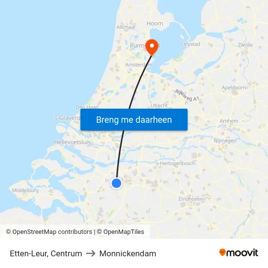 Etten-Leur, Centrum to Monnickendam map